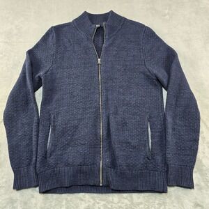 Rails Park Cardigan Sweater Jacket Mens Large Navy Blue Full Zip Cotton Wool